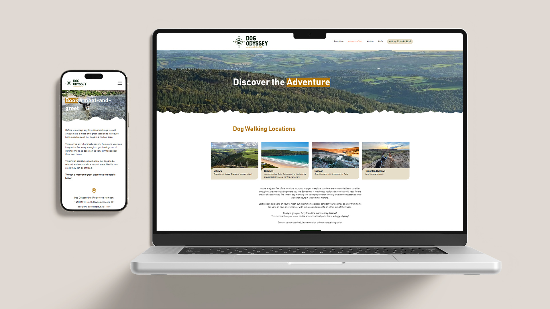 Dog Odyssey website on multiple devices